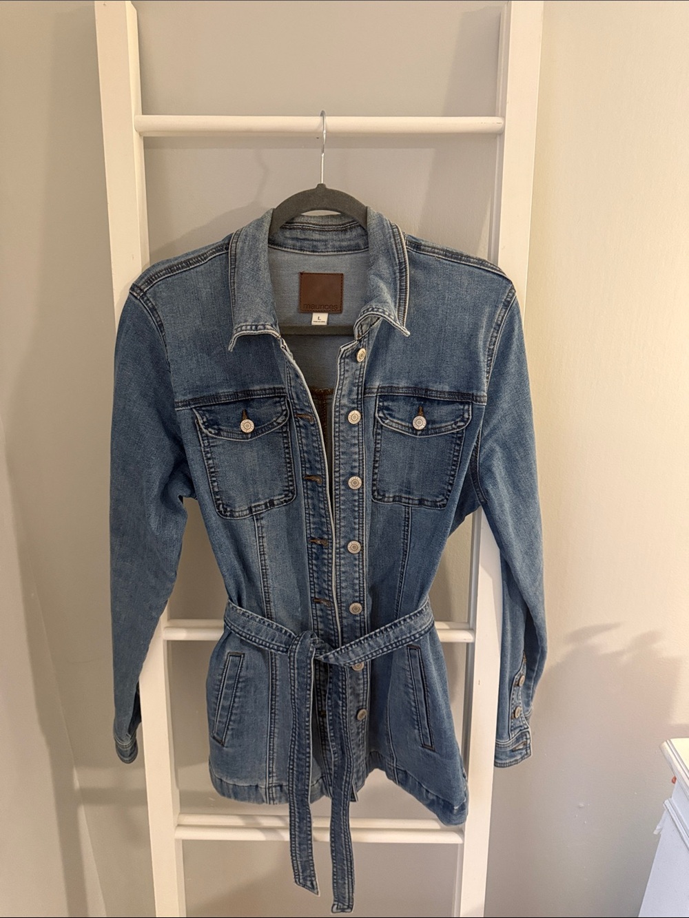 Maurices Medium Blue Belted Denim Jacket